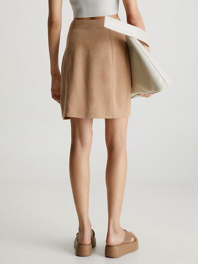 Brown Calvin Klein Lyocell Buttoned Straight Women Skirt | NCKO-17423