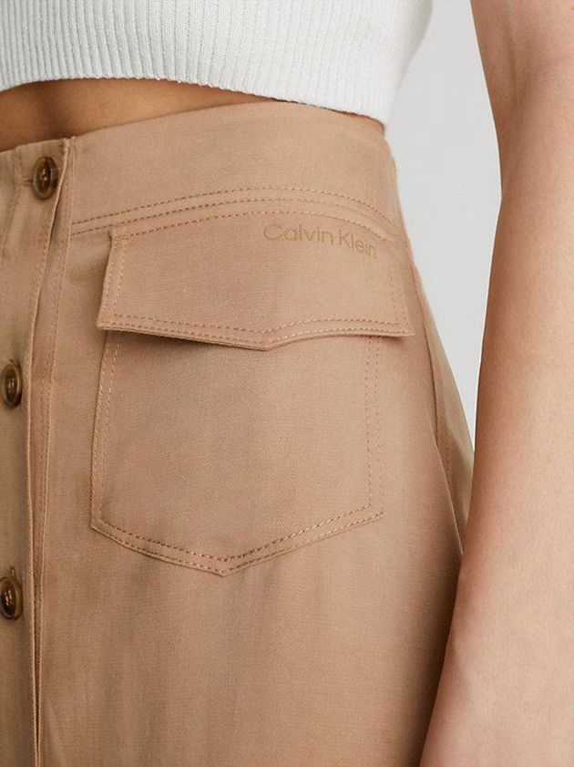 Brown Calvin Klein Lyocell Buttoned Straight Women Skirt | NCKO-17423