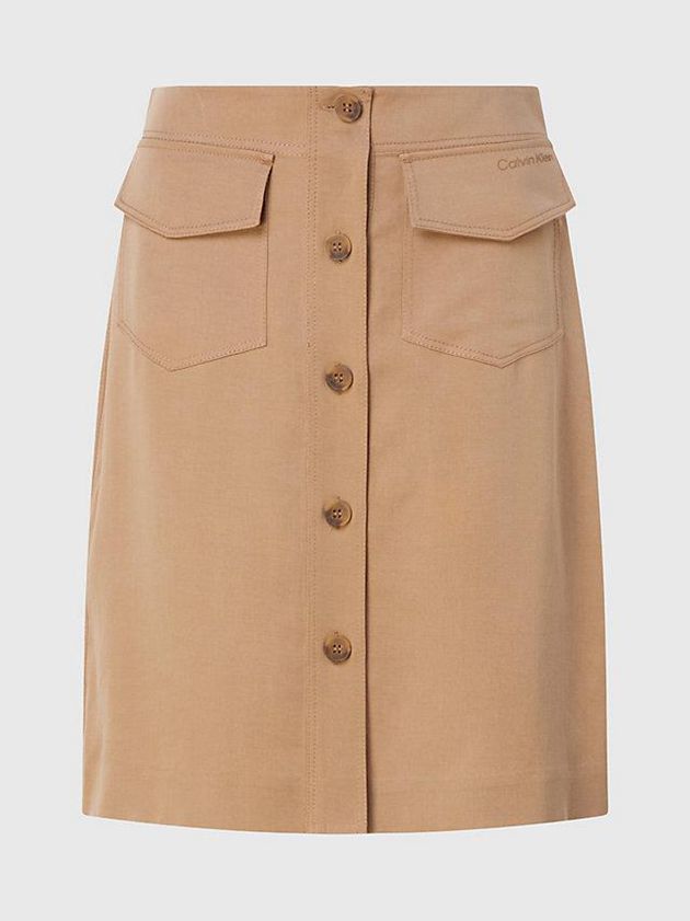 Brown Calvin Klein Lyocell Buttoned Straight Women Skirt | NCKO-17423