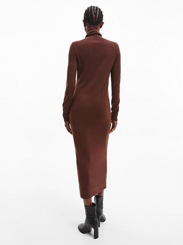 Brown Calvin Klein Merino Wool Jumper Women Dress | WLZF-20835