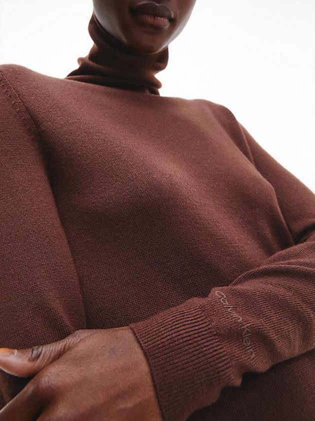 Brown Calvin Klein Merino Wool Jumper Women Dress | WLZF-20835