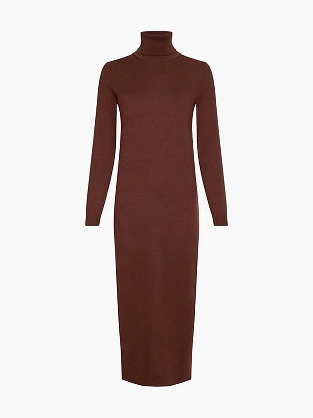 Brown Calvin Klein Merino Wool Jumper Women Dress | WLZF-20835