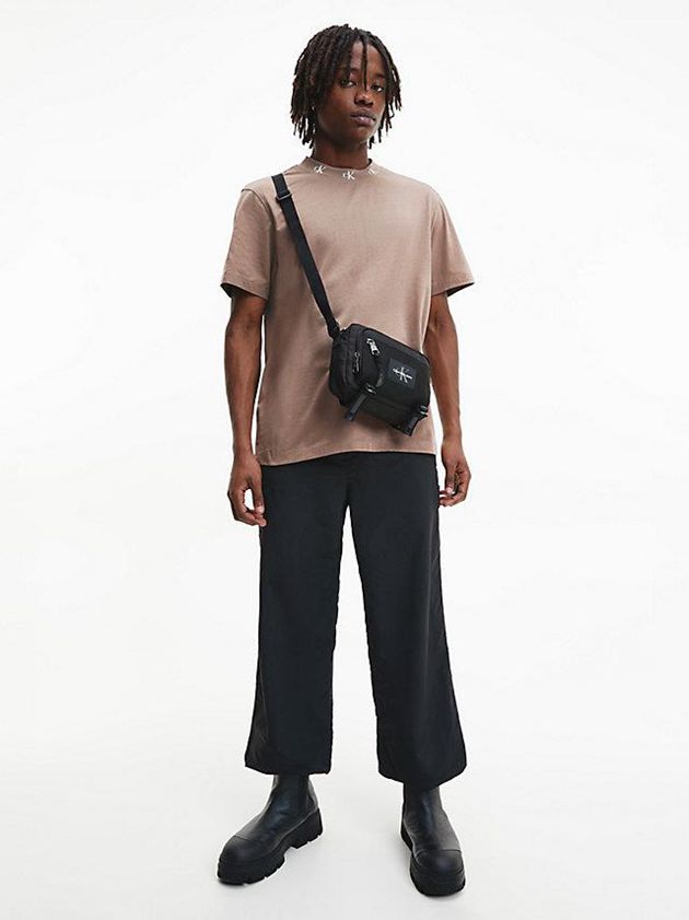 Brown Calvin Klein Organic Cotton Logo Collar Men T-Shirt | RILN-47608