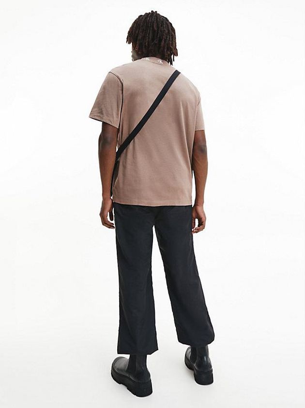Brown Calvin Klein Organic Cotton Logo Collar Men T-Shirt | RILN-47608