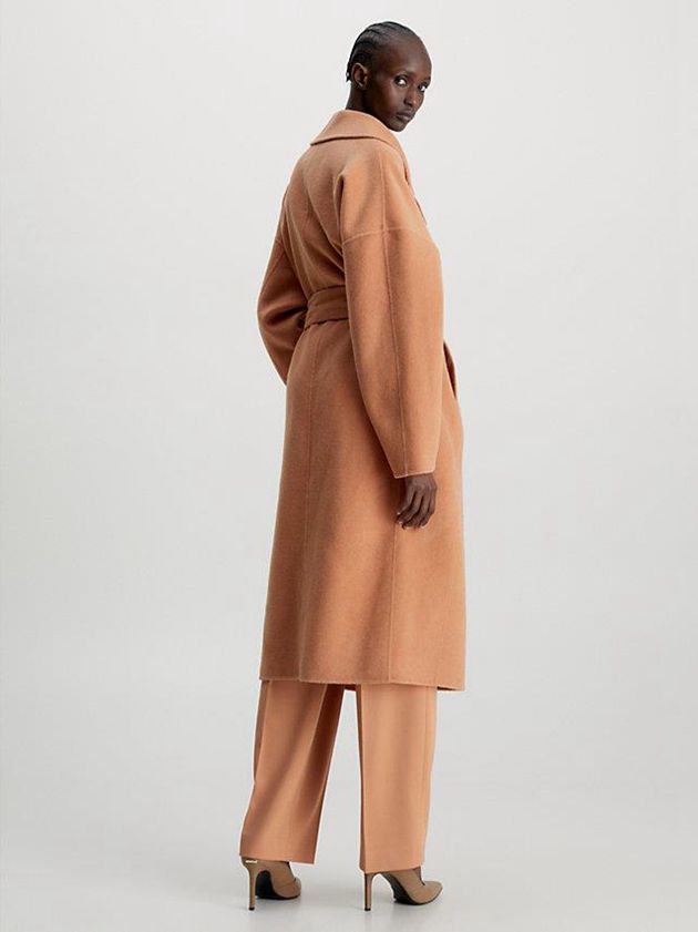 Brown Calvin Klein Oversized Wool Wrap Women Coat | GQIJ-60981