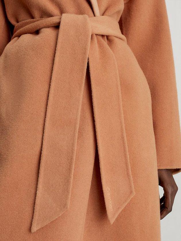 Brown Calvin Klein Oversized Wool Wrap Women Coat | GQIJ-60981