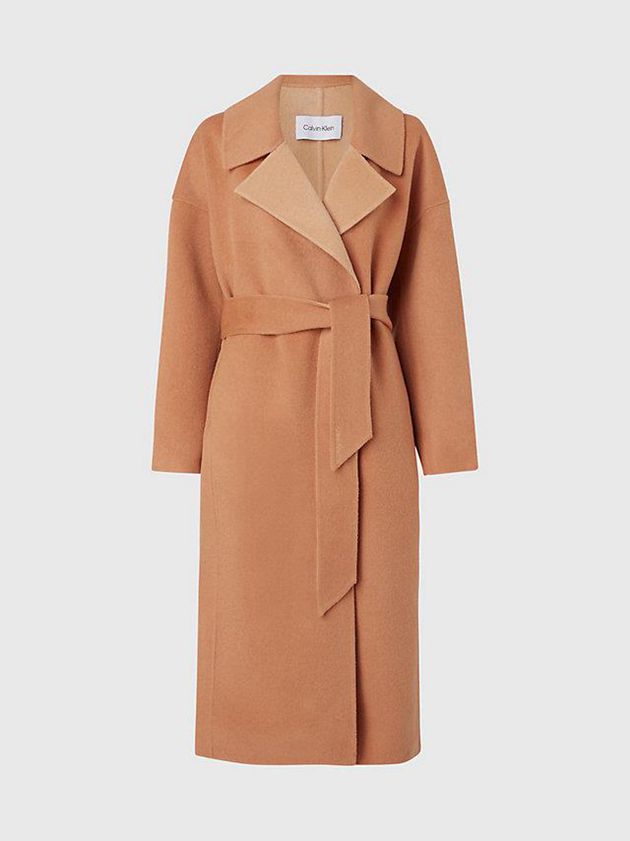 Brown Calvin Klein Oversized Wool Wrap Women Coat | GQIJ-60981