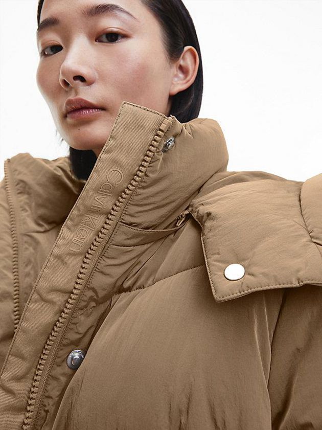Brown Calvin Klein Padded Women Coat | HGMY-14597