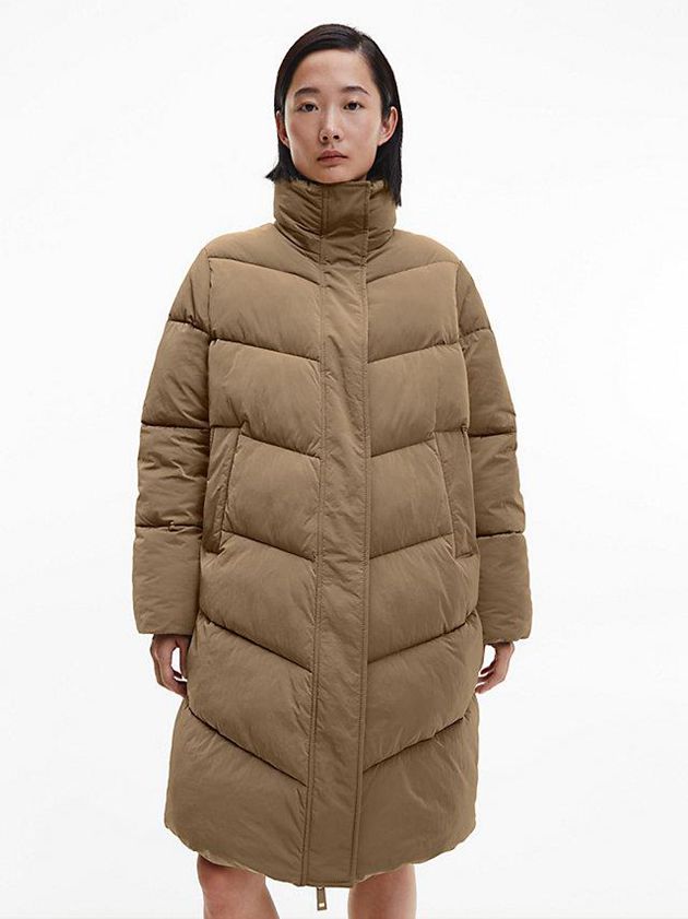 Brown Calvin Klein Padded Women Coat | HGMY-14597