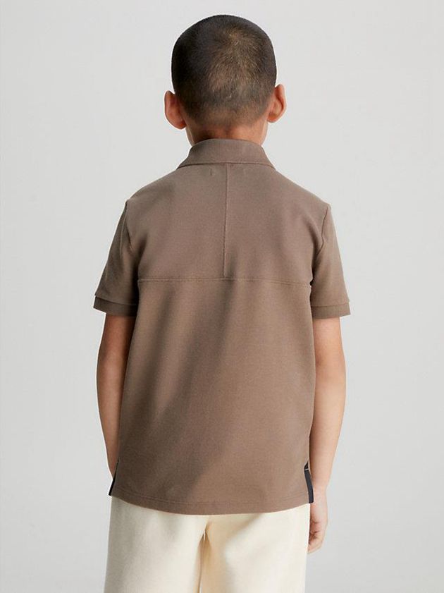 Brown Calvin Klein Pique Boys's Polo Shirt | PFWK-09435