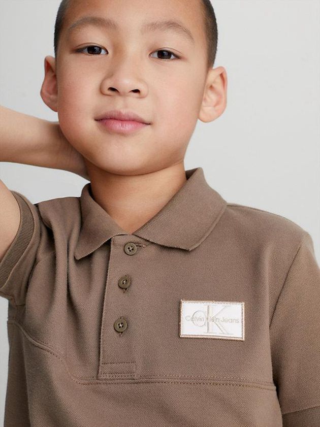 Brown Calvin Klein Pique Boys's Polo Shirt | PFWK-09435