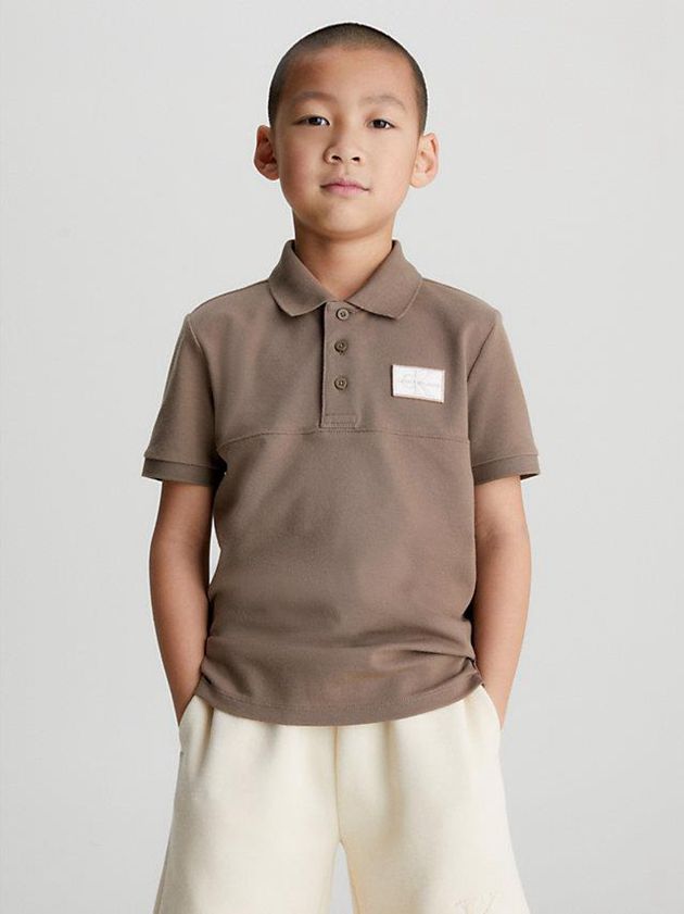 Brown Calvin Klein Pique Boys\'s Polo Shirt | PFWK-09435