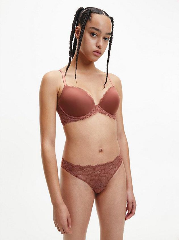 Brown Calvin Klein Push-Up T-Shirt - Seductive Comfort Women Bra | LBNS-32704