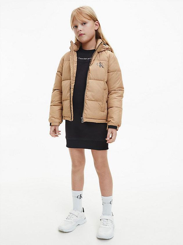 Brown Calvin Klein Quilted Puffer Girls's Jacket | FXPZ-79082