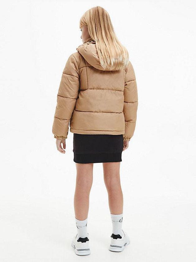 Brown Calvin Klein Quilted Puffer Girls's Jacket | FXPZ-79082