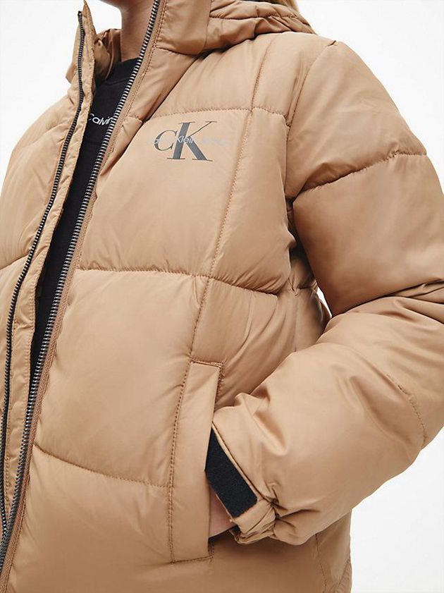Brown Calvin Klein Quilted Puffer Girls's Jacket | FXPZ-79082
