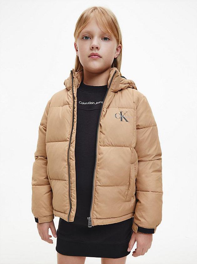 Brown Calvin Klein Quilted Puffer Girls\'s Jacket | FXPZ-79082