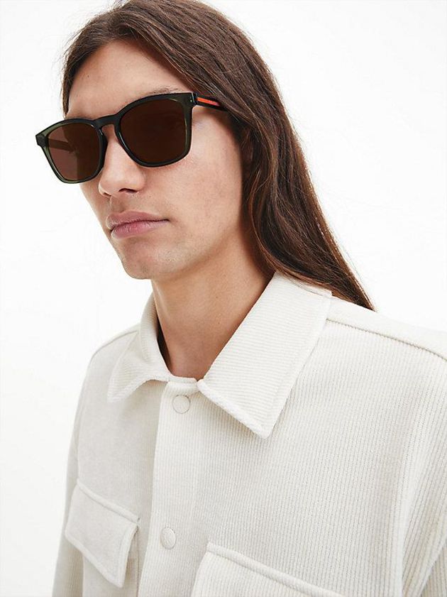 Brown Calvin Klein Rectangle Men Sunglasses | XTED-63725
