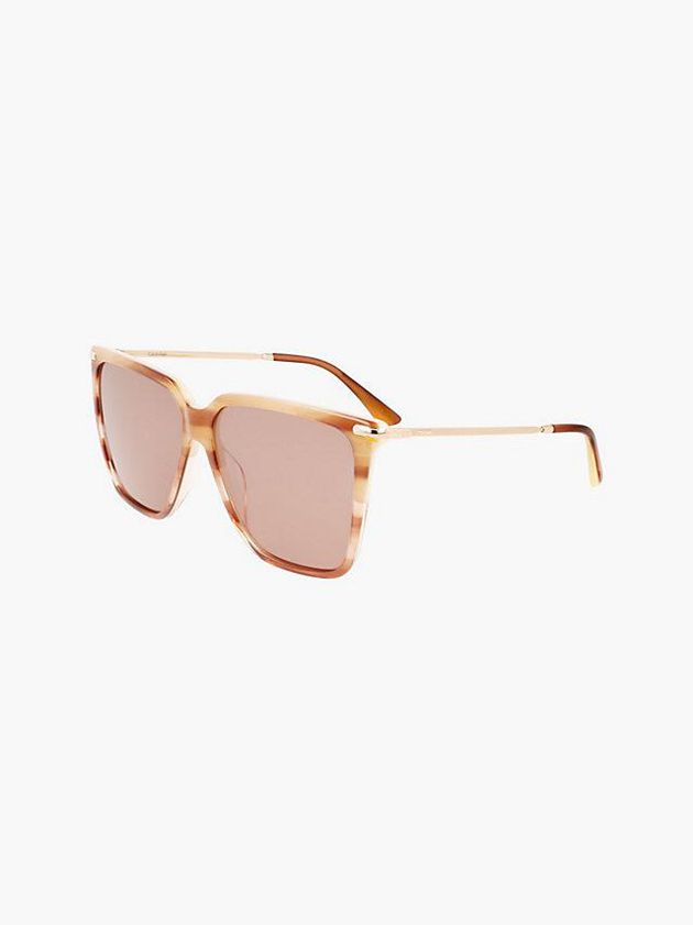Brown Calvin Klein Rectangle Women Sunglasses | WOIT-07829