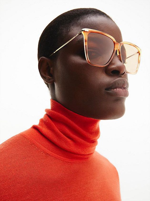 Brown Calvin Klein Rectangle Women Sunglasses | WOIT-07829