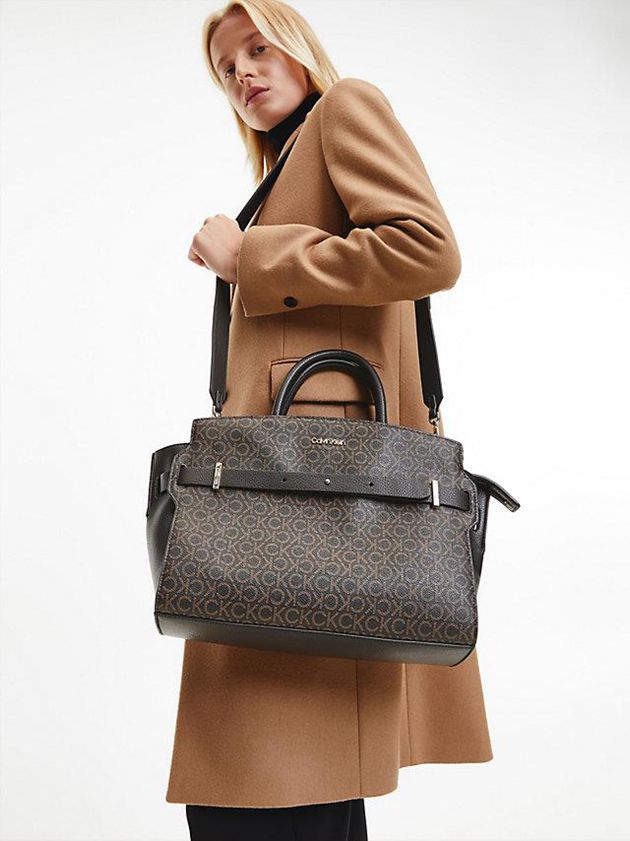 Brown Calvin Klein Recycled Logo Tote Women Bags | DTWE-63789