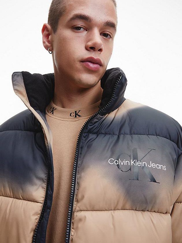 Brown Calvin Klein Recycled Polyester Gradient Puffer Men Jacket | DSCF-95862