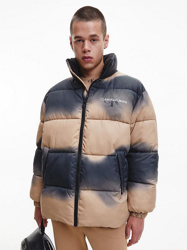 Brown Calvin Klein Recycled Polyester Gradient Puffer Men Jacket | DSCF-95862