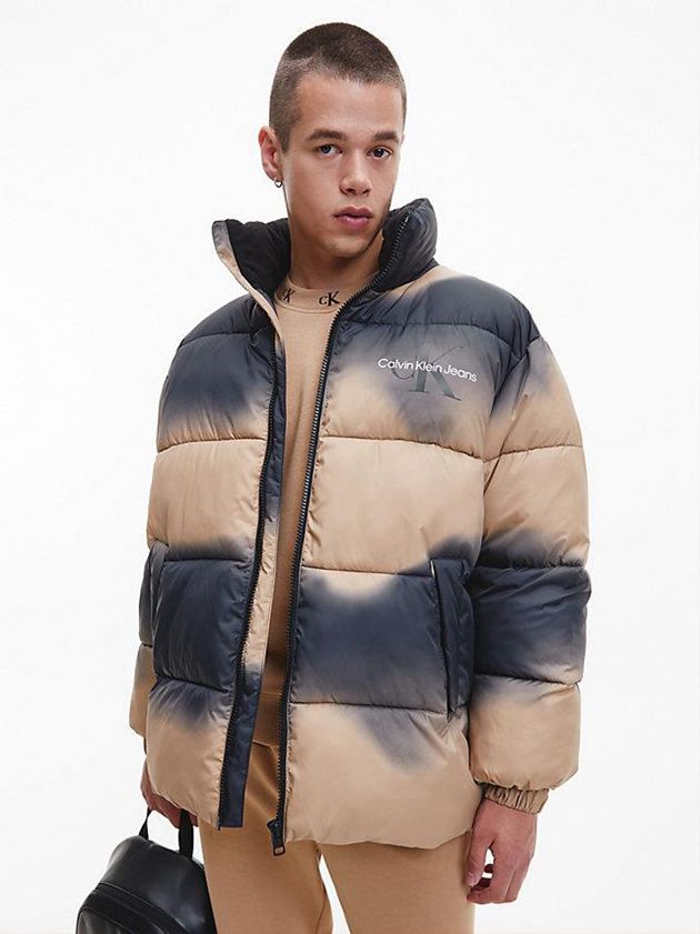 Brown Calvin Klein Recycled Polyester Gradient Puffer Men Jacket | DSCF-95862