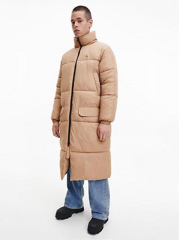 Brown Calvin Klein Recycled Polyester Puffer Men Coat | ZDMS-20941