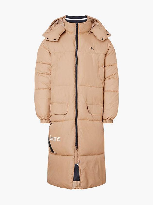 Brown Calvin Klein Recycled Polyester Puffer Men Coat | ZDMS-20941