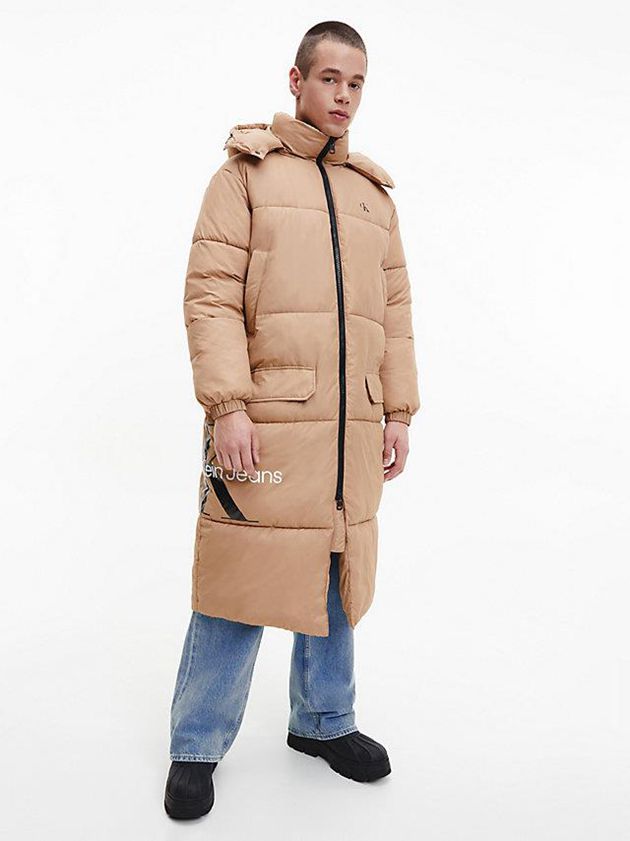 Brown Calvin Klein Recycled Polyester Puffer Men Coat | ZDMS-20941