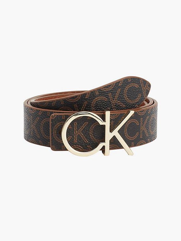 Brown Calvin Klein Recycled Reversible Logo Women Belt | UTCH-03258