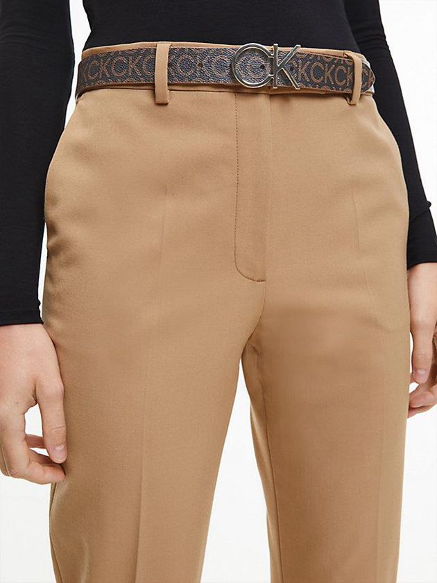 Brown Calvin Klein Recycled Reversible Logo Women Belt | UTCH-03258