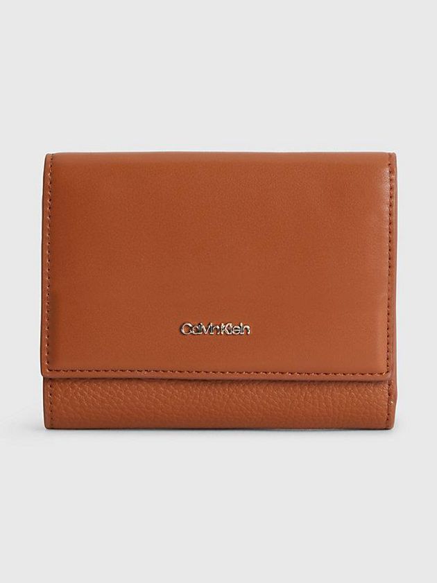 Brown Calvin Klein Recycled Trifold Women Wallet | DQRV-90678