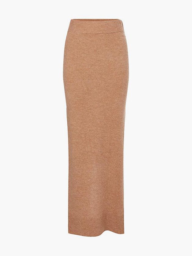 Brown Calvin Klein Recycled Wool Midi Women Skirt | IVQR-45809