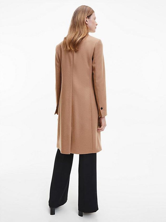 Brown Calvin Klein Recycled Wool Women Coat | PRLI-98053