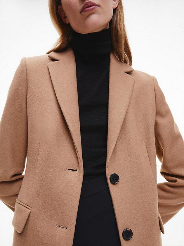 Brown Calvin Klein Recycled Wool Women Coat | PRLI-98053