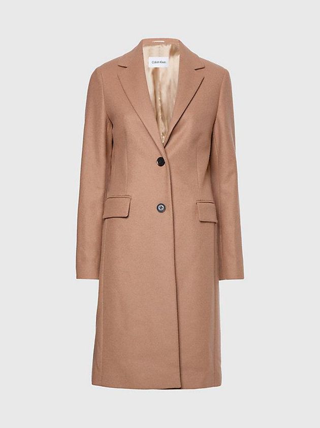 Brown Calvin Klein Recycled Wool Women Coat | PRLI-98053