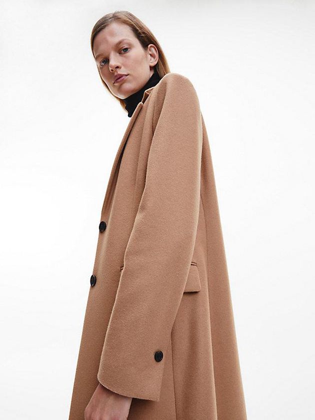 Brown Calvin Klein Recycled Wool Women Coat | PRLI-98053