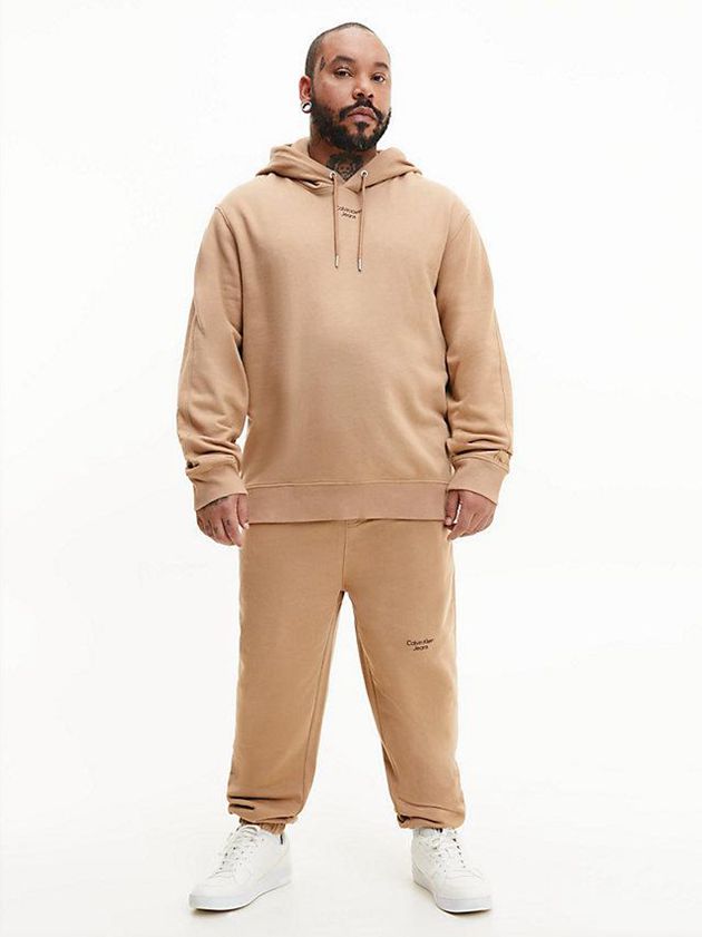 Brown Calvin Klein Relaxed Men Hoodie | ORTW-03876