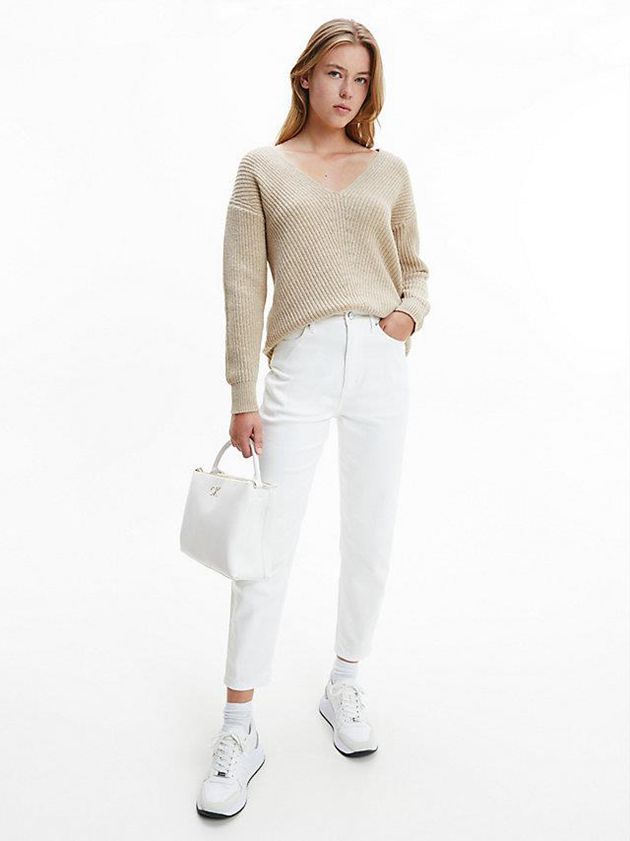 Brown Calvin Klein Relaxed Wool Blend Jumper Women Sweater | QXMJ-37285