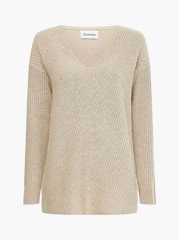 Brown Calvin Klein Relaxed Wool Blend Jumper Women Sweater | QXMJ-37285