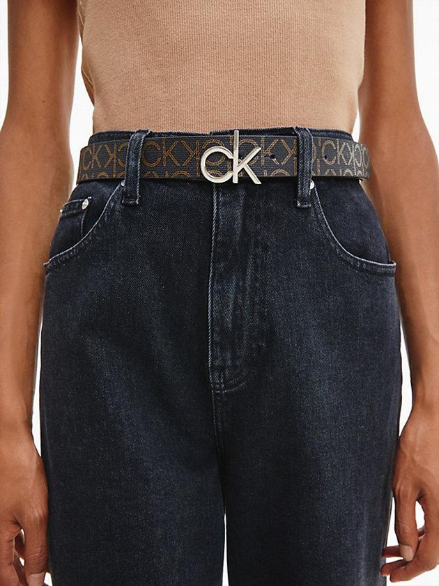 Brown Calvin Klein Reversible Logo Women Belt | VAXM-03692