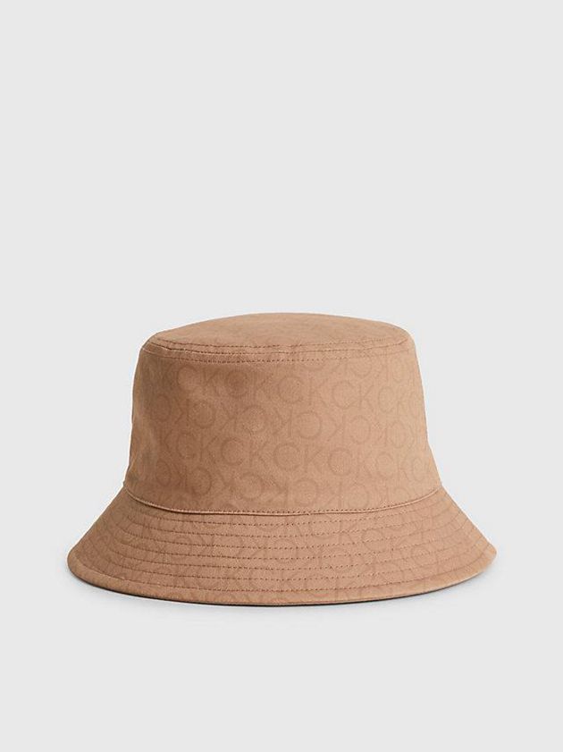 Brown Calvin Klein Reversible Organic Cotton Bucket Women Cap | BJML-51849