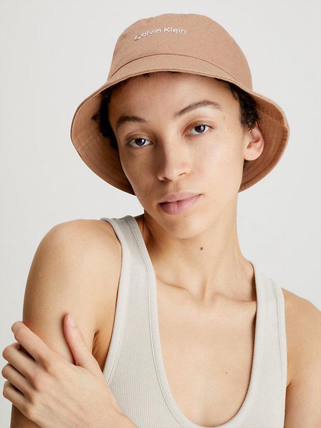 Brown Calvin Klein Reversible Organic Cotton Bucket Women Cap | BJML-51849