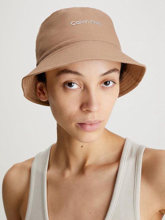 Brown Calvin Klein Reversible Organic Cotton Bucket Women Cap | BJML-51849
