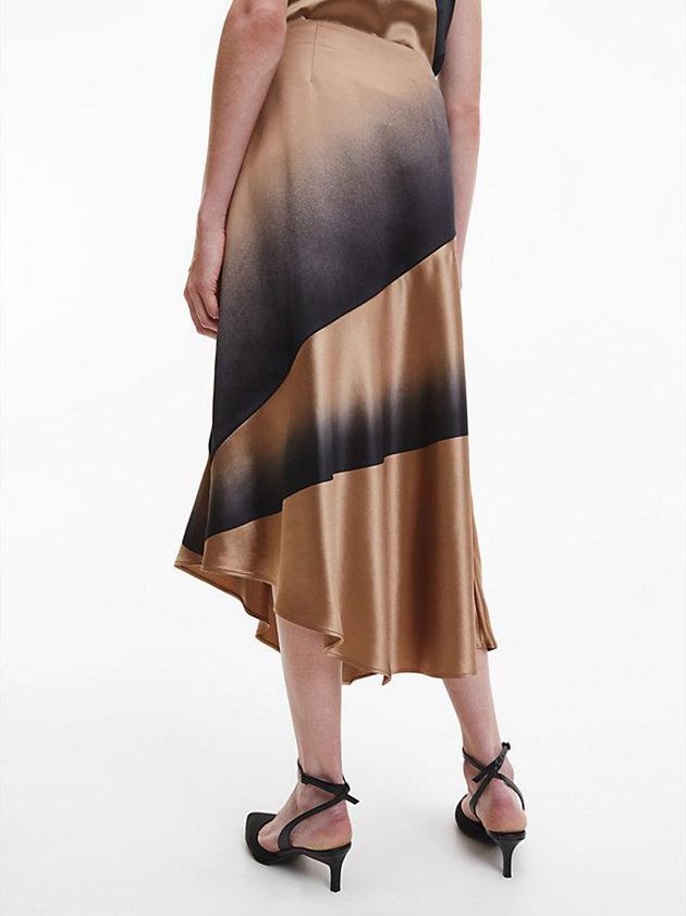 Brown Calvin Klein Shadow Print Asymmetric Women Skirt | APDQ-47502