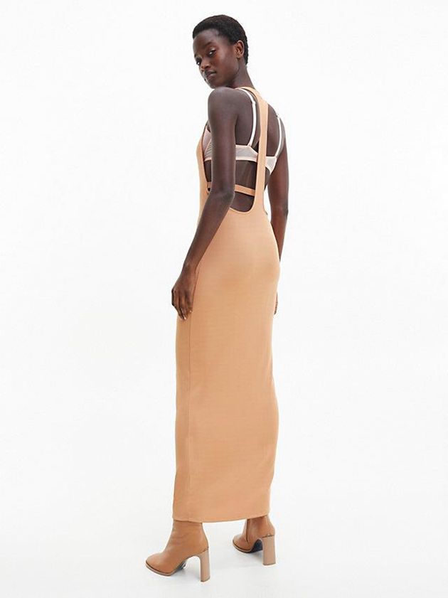 Brown Calvin Klein Skinny Sleeveless Bodycon Women Dress | LOQF-01674