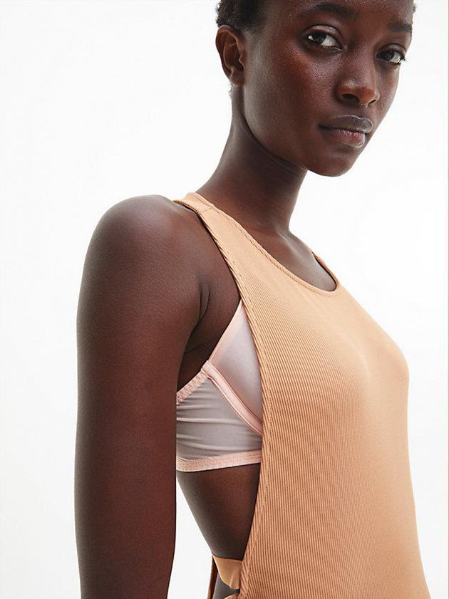 Brown Calvin Klein Skinny Sleeveless Bodycon Women Dress | LOQF-01674