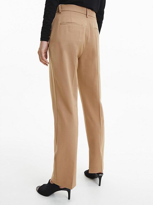 Brown Calvin Klein Slim Tailored Slit Cuff Women Pants | AVDS-39721
